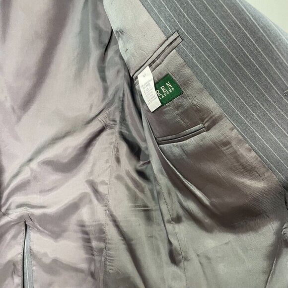 Lauren Ralph Lauren Sport Coat Mens 42R Stripe Gray Blazer Suit Jacket 100% Wool - Picture 7 of 11